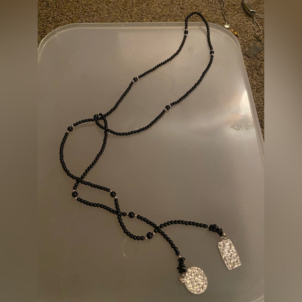 Silpada Black Beaded Necklace with Silver Accents